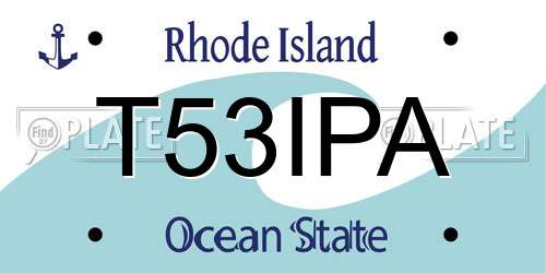 T53IPA Rhode Island License Plate