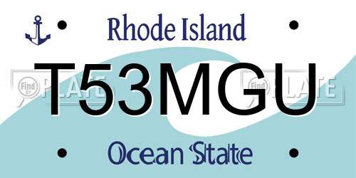 T53MGU Rhode Island License Plate