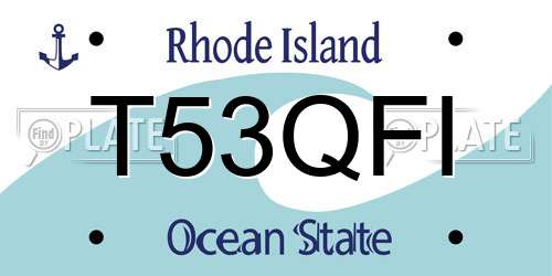 T53QFI Rhode Island License Plate