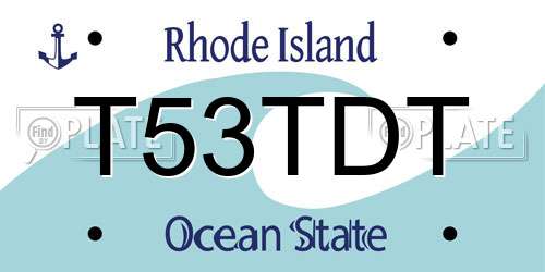 T53TDT Rhode Island License Plate