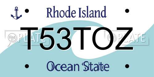 T53TOZ Rhode Island License Plate