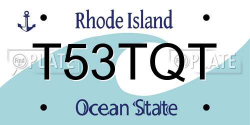 T53TQT Rhode Island License Plate