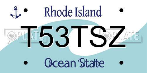T53TSZ Rhode Island License Plate