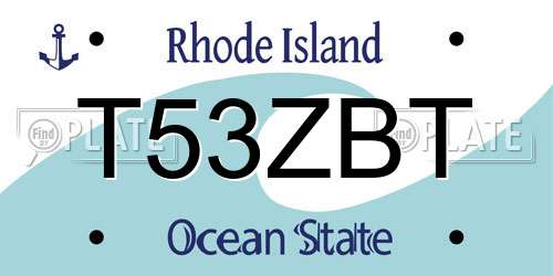 T53ZBT Rhode Island License Plate
