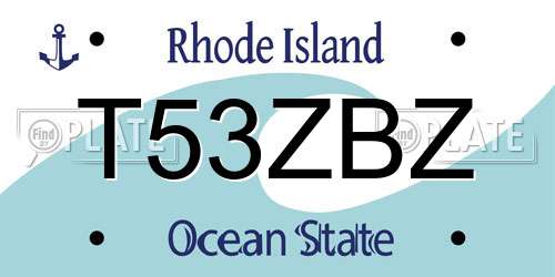 T53ZBZ Rhode Island License Plate