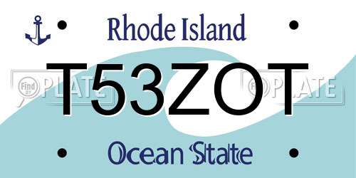 T53ZOT Rhode Island License Plate