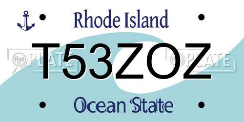 T53ZOZ Rhode Island License Plate