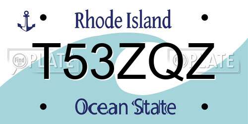 T53ZQZ Rhode Island License Plate