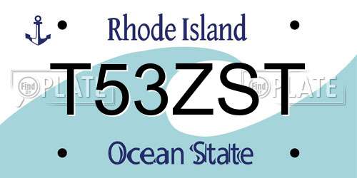 T53ZST Rhode Island License Plate