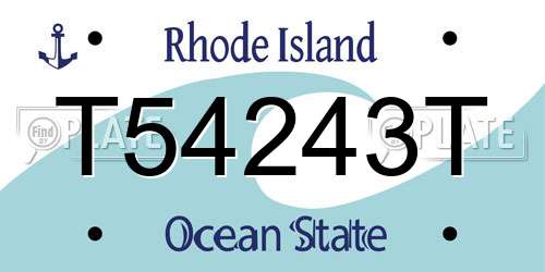 T54243T Rhode Island License Plate