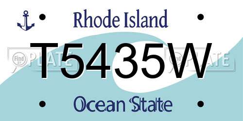 T5435W Rhode Island License Plate
