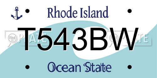 T543BW Rhode Island License Plate