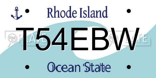 T54EBW Rhode Island License Plate