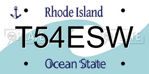 T54ESW Rhode Island License Plate