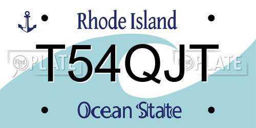 T54QJT Rhode Island License Plate