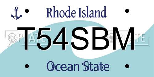 T54SBM Rhode Island License Plate