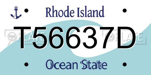 T56637D Rhode Island License Plate