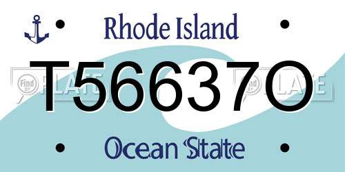 T56637O Rhode Island License Plate