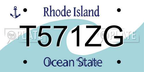 T571ZG Rhode Island License Plate
