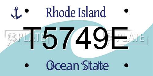 T5749E Rhode Island License Plate