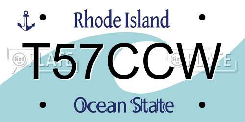 T57CCW Rhode Island License Plate