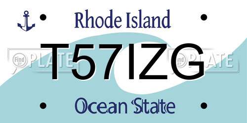 T57IZG Rhode Island License Plate
