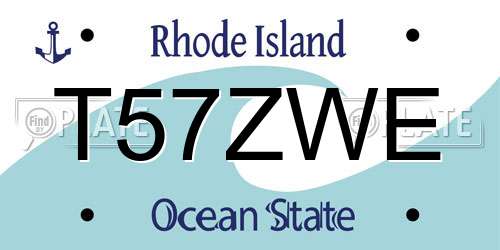 T57ZWE Rhode Island License Plate