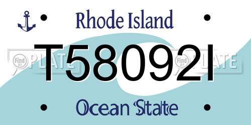 T58092I Rhode Island License Plate