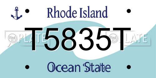 T5835T Rhode Island License Plate