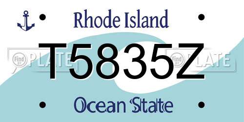 T5835Z Rhode Island License Plate