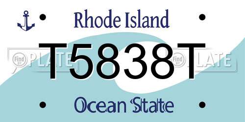 T5838T Rhode Island License Plate