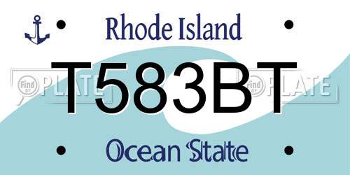 T583BT Rhode Island License Plate