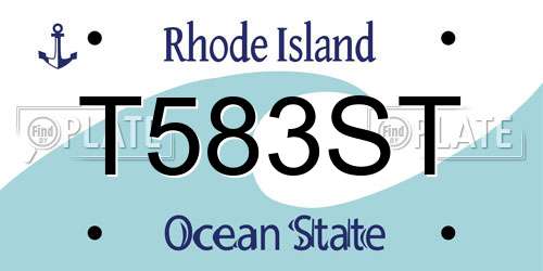 T583ST Rhode Island License Plate