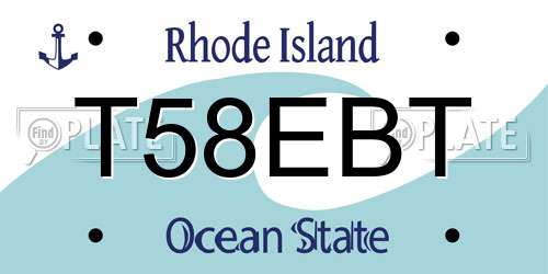 T58EBT Rhode Island License Plate