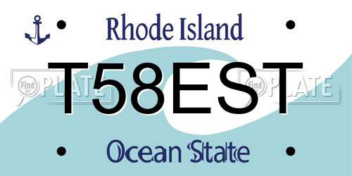 T58EST Rhode Island License Plate