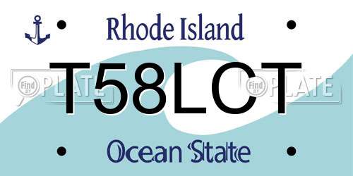 T58LCT Rhode Island License Plate