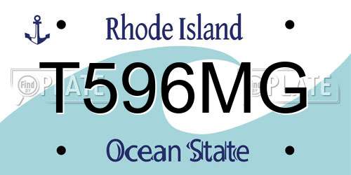T596MG Rhode Island License Plate