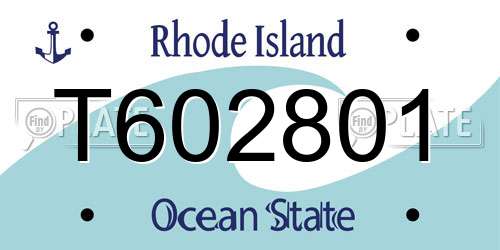 T602801 Rhode Island License Plate