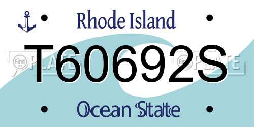 T60692S Rhode Island License Plate