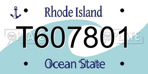 T607801 Rhode Island License Plate