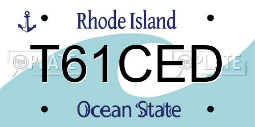 T61CED Rhode Island License Plate