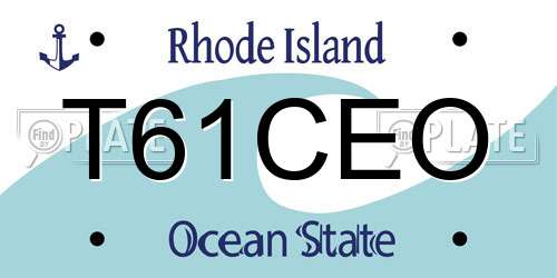 T61CEO Rhode Island License Plate