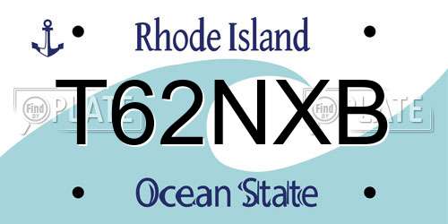 T62NXB Rhode Island License Plate