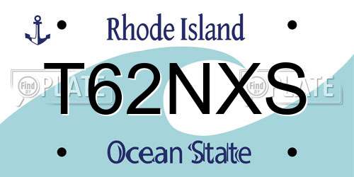 T62NXS Rhode Island License Plate