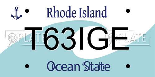 T63IGE Rhode Island License Plate