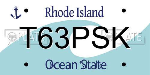 T63PSK Rhode Island License Plate
