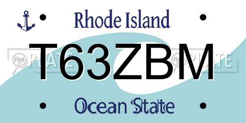 T63ZBM Rhode Island License Plate