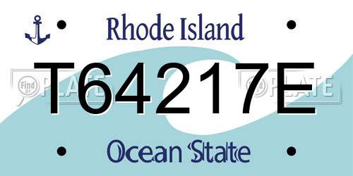 T64217E Rhode Island License Plate