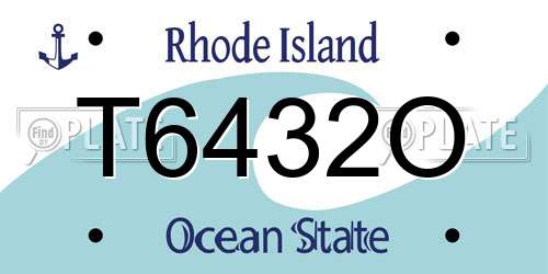 T6432O Rhode Island License Plate
