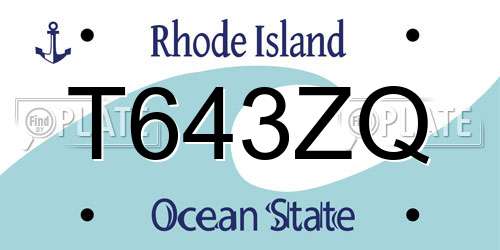 T643ZQ Rhode Island License Plate